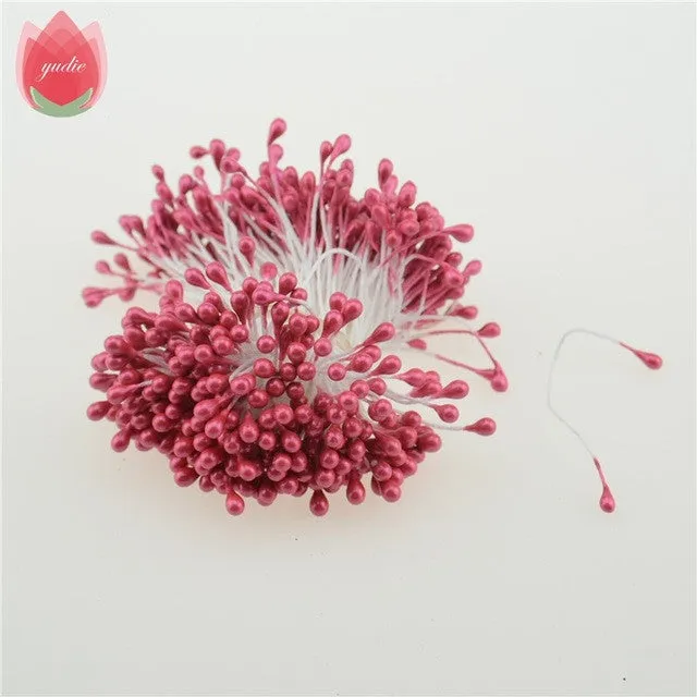 300pcs Mini Pearl Stamen Sugar Handmade Artificial Flower For Wedding Decoration DIY Scrapbooking Decorative Wreath Fake Flowers