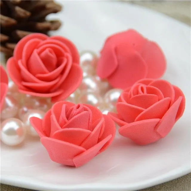 50pcs/lot Mini PE Foam Rose Flower Head Artificial Rose Flowers Handmade DIY Wedding Home Decoration Festive & Party Supplies