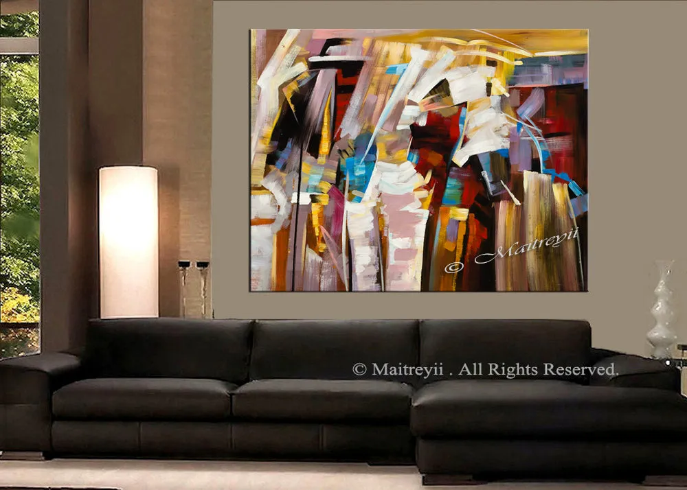 Abstract Modern art Original Paintings for Sale Teal color - Abstract Art 90
