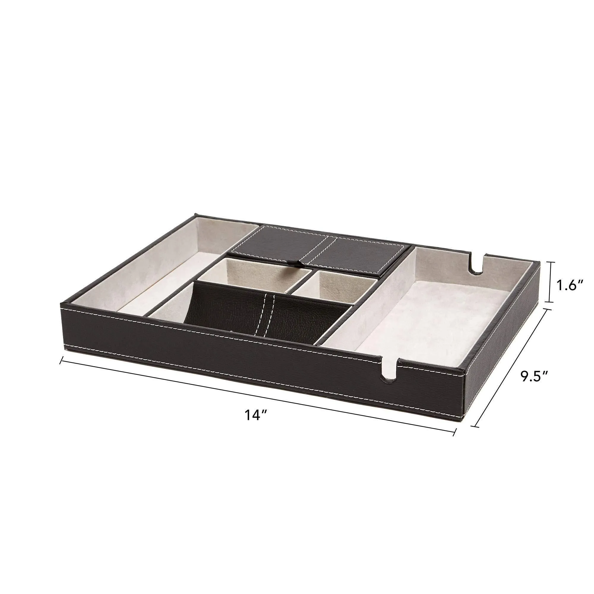 Bedside Tray Organizer - Nightstand Storage Phone/Wallet/Electronics/Charging/Keys/Books/Glasses - Desk/Table/Dresser Caddy - Control Bedside Organizers - Men/Women Smartphone/Jewelry Compartment