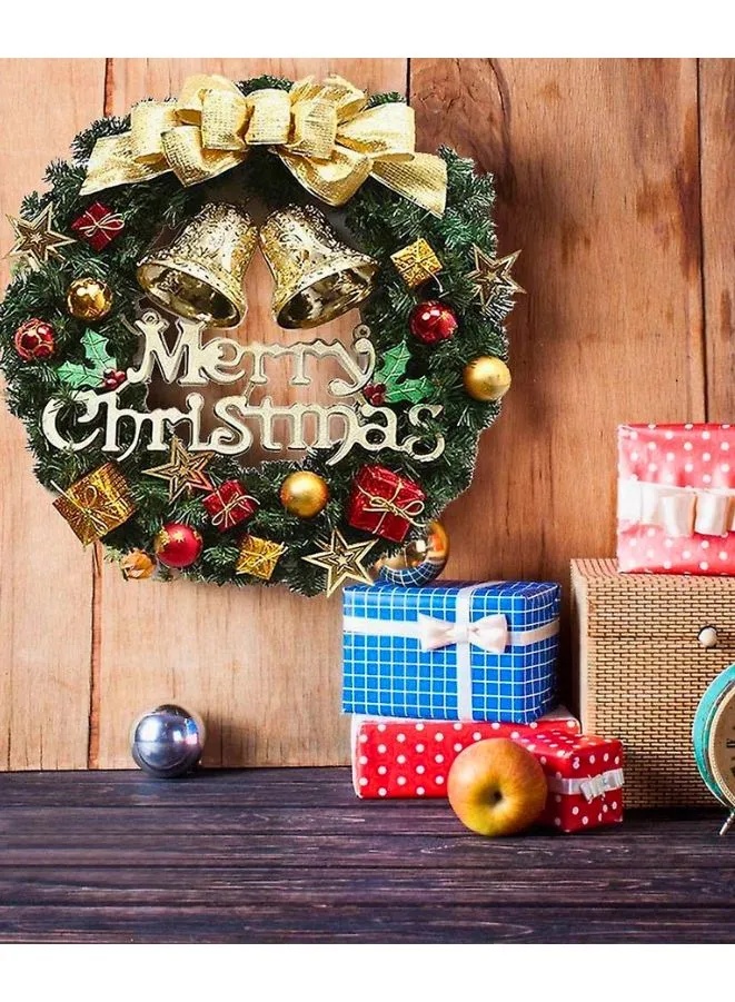 Christmas Wreath for Door or Wall, Garland Christmas Home Decoration(Golden Ribbon 40 cm)