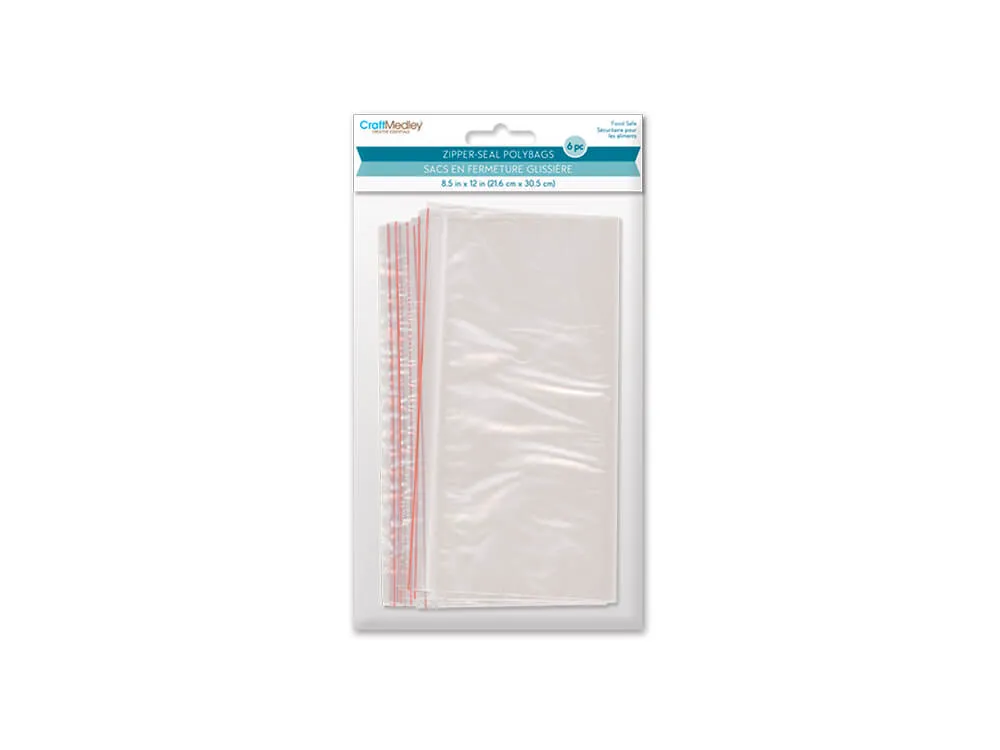 Craft Medley: Zipper-Seal Polybags, 8.5in x 12in, 6pc