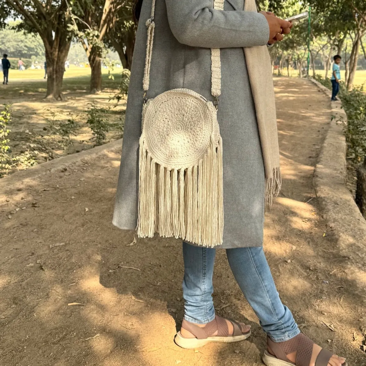 Ivory Boho Crochet Handmade Bag