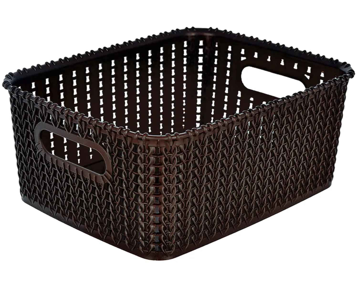 Kuber Industries Multiuses Large & Small Size M 20-15 Plastic Basket/Organizer Without Lid- Set of 2 (Brown)